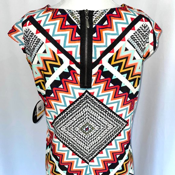 New BeBop Geometric Print Sleeveless Shift Mini Dress Multicolor Size Small - Picture 8 of 16